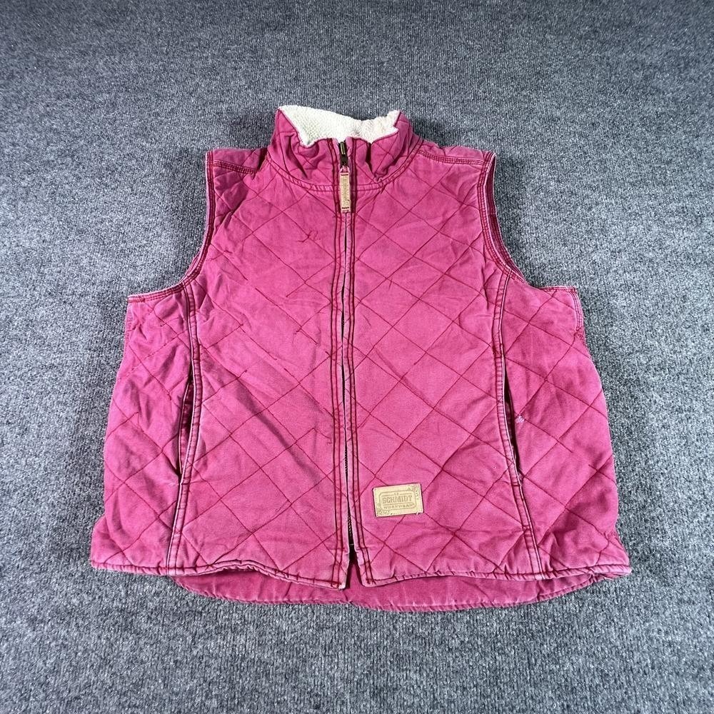 C.E. Schmidt Workwear Puffer Vest Women L Pink Sherpa Lined Quilted TWV578RNY